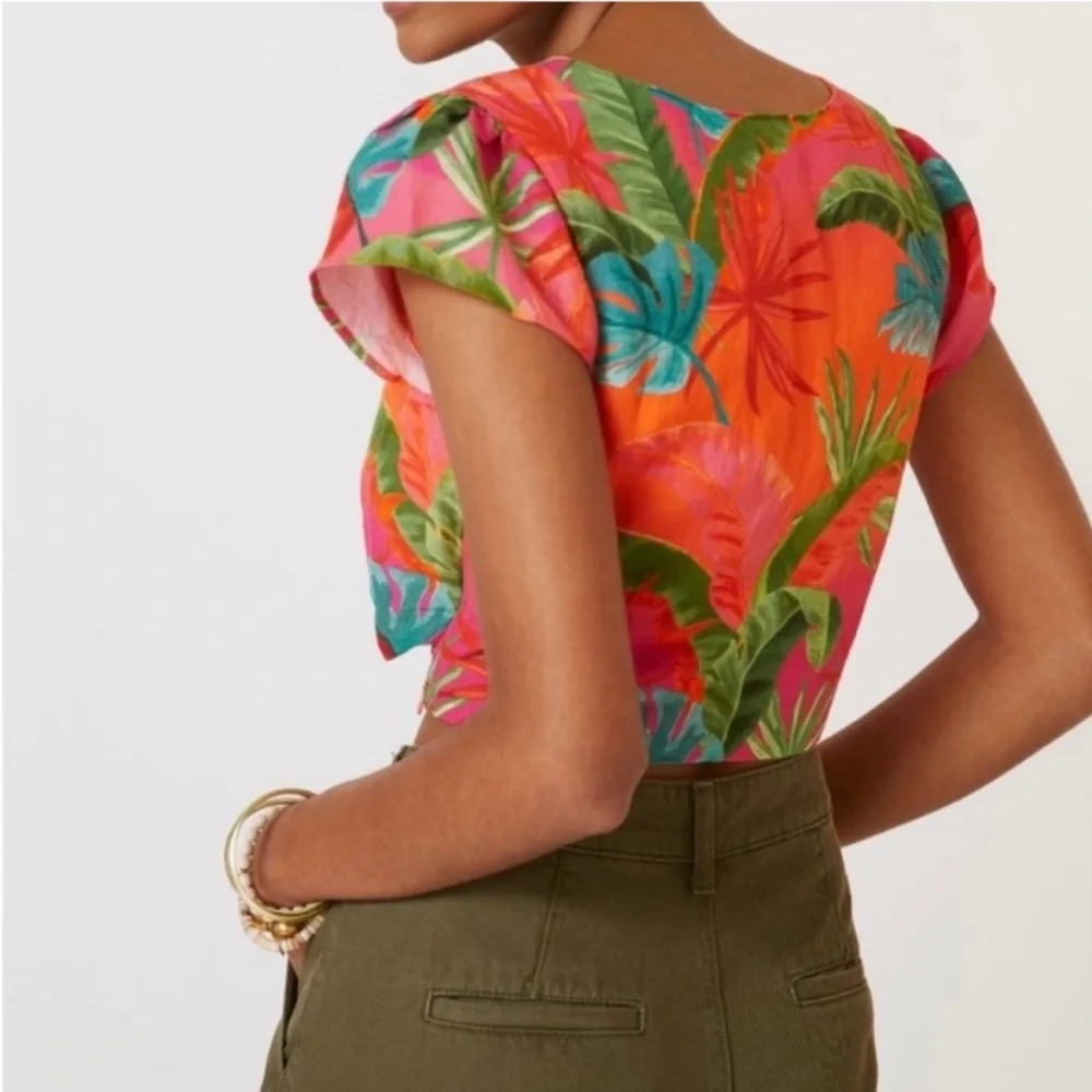 FARM Rio Tropical Print Short Sleeve Top - Pink, Orange, Green - Picture 2 of 7